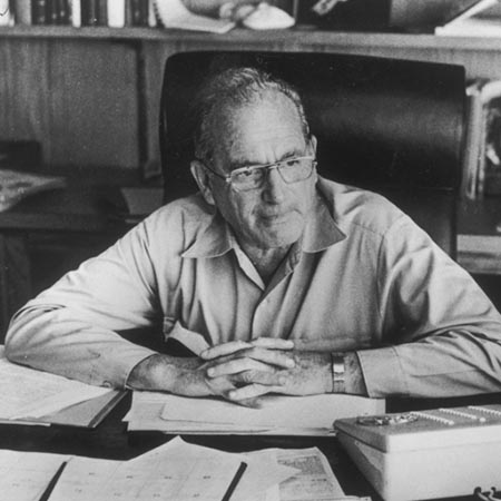 [Scripps Institution of Oceanography director Dr. William A. Nierenberg at his office]